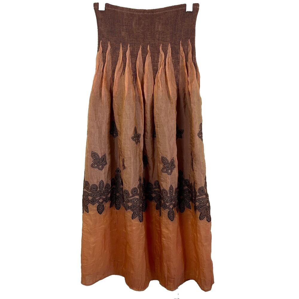 Anthropologie Lapis Strapless Maxi Dress Skirt One Size Smocked Floral Boho